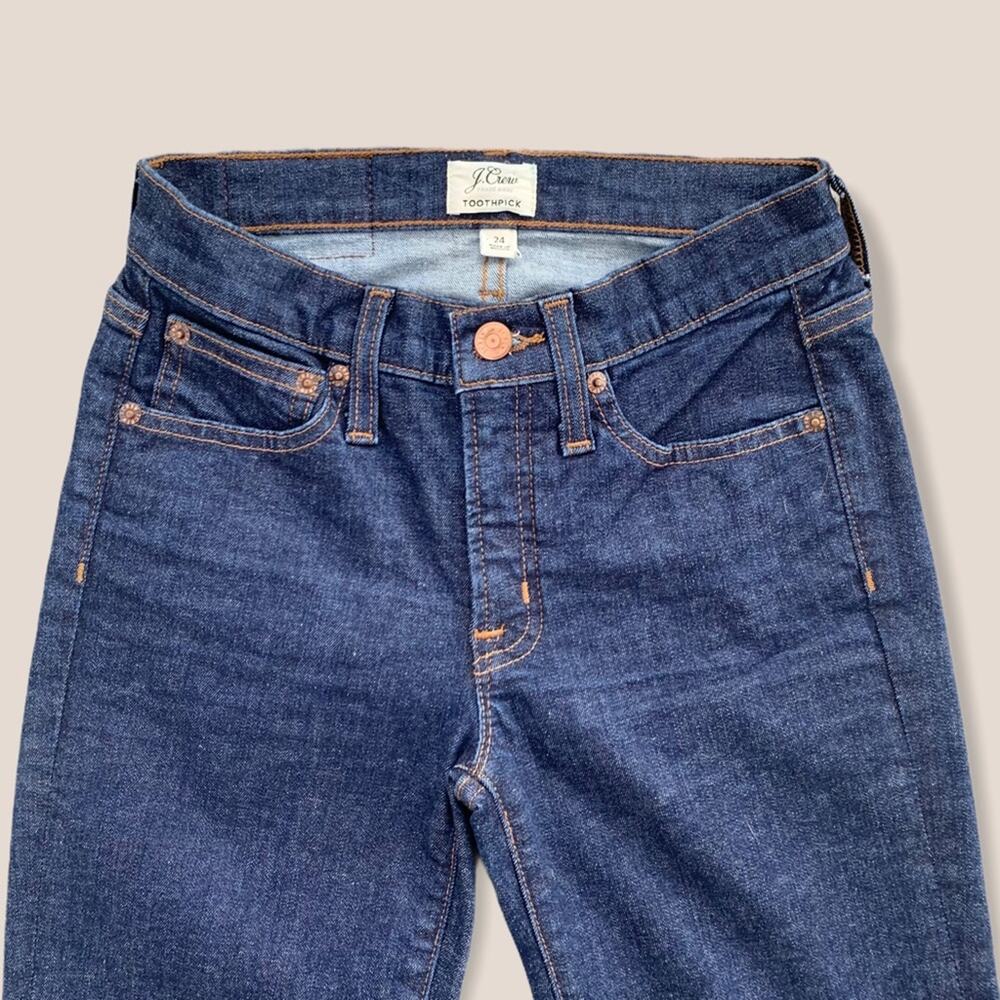 J. Crew Toothpick Classic Ankle Jeans H0189 Dark Wash Skinny Style 24 Staple - Picture 4 of 13